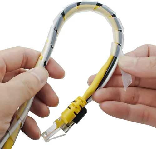 Vista 5 de 65FT XHF 0.157 in (rango de envoltura: 0.059 in-0.394 in) Cable envolvente de cable en espiral transparente para computadora, organizador de cables