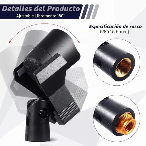 Vista 4 de 4 clips de micrófono con 4 adaptadores ajustables, clip