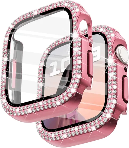 Vista 47 de Surace - Carcasa de 1.49 pulgadas compatible con Apple Watch con protector de pantalla, caja protectora general con diseño de diamantes brillantes