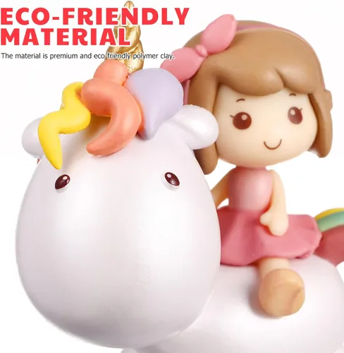 Vista 9 de Toyvian Decoración de pastel de unicornio de dibujos animados, figura de resina, decoración de pastel de unicornio para niña, decoración de fiesta