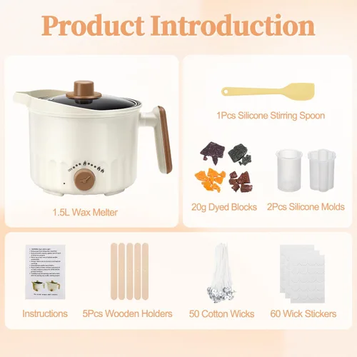 Vista 7 de Derretidor de cera de velas, olla de fusión de cera de 1.5L, kit