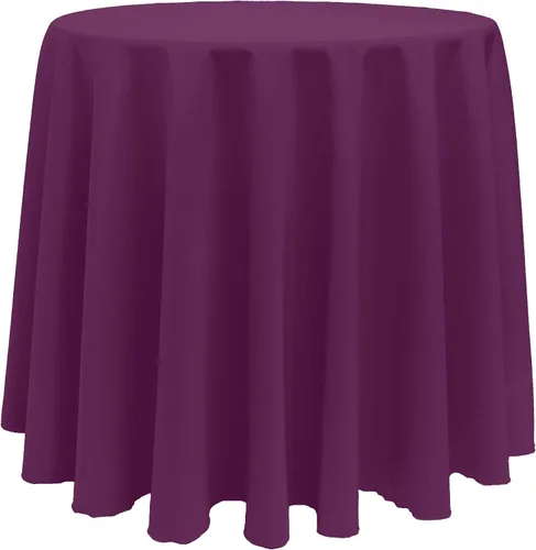 Vista 56 de Ultimate Textile Mantel redondo de lino de poliéster de 132 pulgadas, color rojo festivo