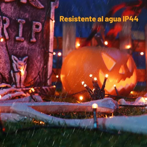 Vista 7 de BrizLabs Guirnalda de luces de Halloween, 240 luces LED naranja conectables