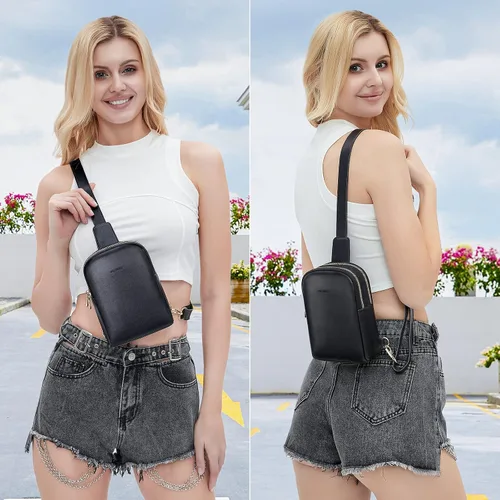 Vista 2 de nuoku Bolso bandolera para mujer - Pequeña cartera RFID y bolsa para teléfono celular