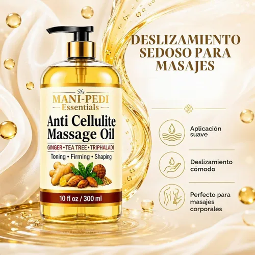 Vista 9 de Aceite de masaje anticelulítico, tonifica, reafirma y forma visiblemente con jengibre, árbol de té y hierbas naturales, fórmula no grasosa