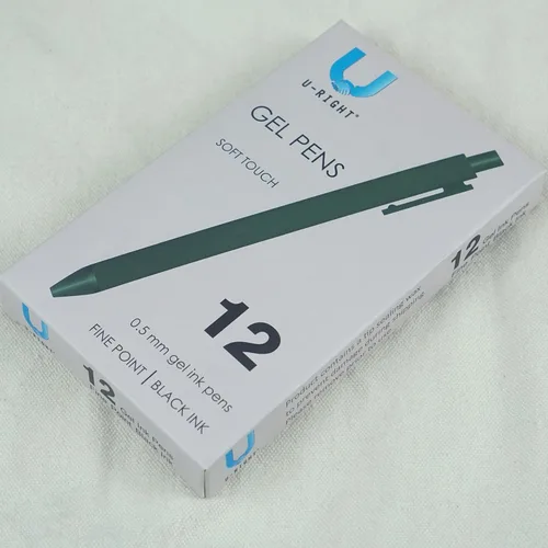 Vista 2 de U-RIGHT 12 piezas de bolígrafos de tinta de gel, tinta negra de 0.5 mm, punta fina, escritura suave, bolígrafos bonitos para oficina y escuela Verde