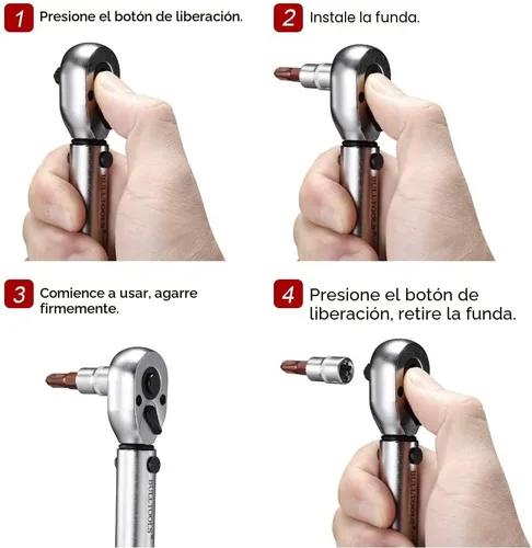 Vista 5 de Juego de llaves BULLTOOLS dinamométricas con accionamiento de 1/4 pulgadas de dirección dual. Llave dinamométrica ajustable de 90 dientes con Juego