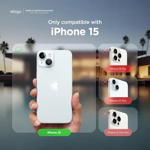 Vista 2 de elago Compatible con Funda para iPhone 15, Funda de Silicona Líquida, Cubierta Protectora de Cuerpo Completo, Resistente a Golpes, Diseño Delgado