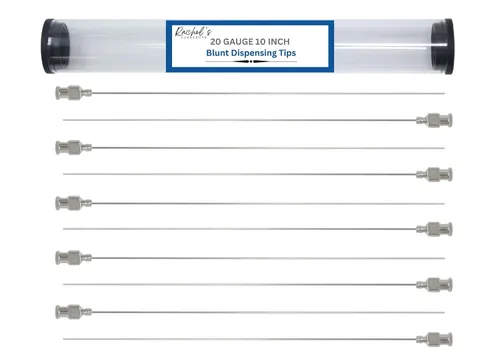 Vista 22 de Rachel's Closeouts 6 paquetes de agujas de calibre 14 de 10 pulgadas de acero inoxidable de punta roma, aguja dispensadora industrial Aguja Luer