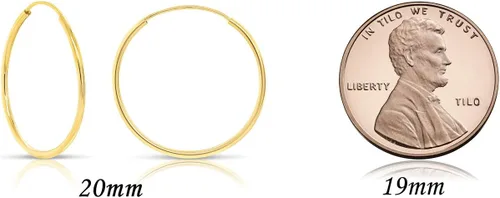 Vista 20 de Aretes de argolla de oro amarillo de 14 quilates flexible, de 10-18mm