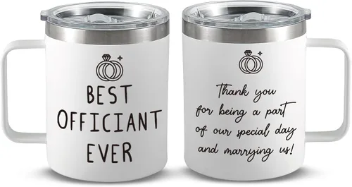Vista 8 de Taza de café de regalo oficial de boda, regalo de novia y novio, regalo de agradecimiento para oficiante de boda, taza oficial de 20 onzas, taza