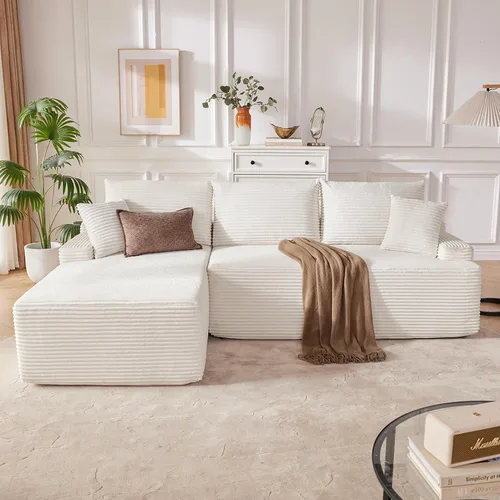 Vista 28 de Mangodan - Sofá seccional en forma de nube, sofá sin huesos para sala de estar, sofá seccional modular con asiento profundo, cómodo sofá de felpa