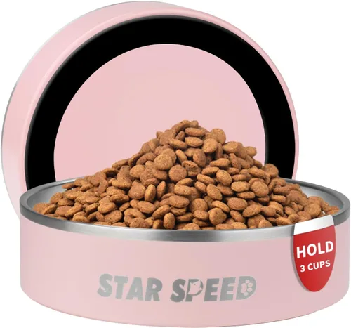 Vista 16 de StarSpeed - Cuencos aislados de acero inoxidable para perros de 24 onzas (color negro)