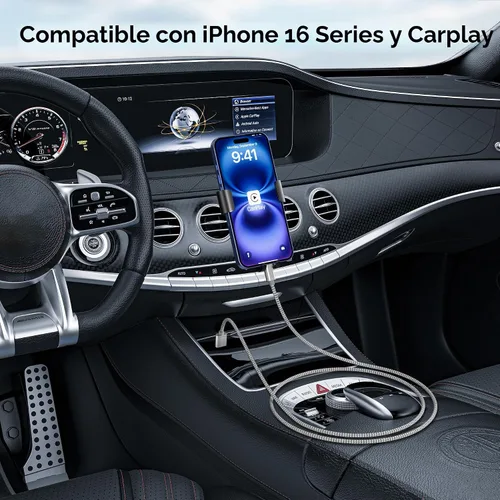 Vista 4 de Basesailor Cable de carga USB tipo C de 1 pie, paquete de 2, cable de carga para automóvil para el nuevo iPhone 17 Air 16 Pro Max Plus, Samsung