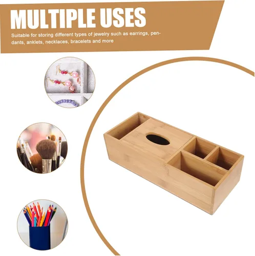 Vista 8 de EXCEART Caja de almacenamiento de bambú, organizador de almacenamiento de gafas para ojos, soporte para gafas, soporte para bolígrafo, organizador