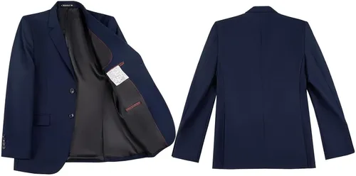Vista 5 de Qisuma Trajes de rayas para hombre, ajuste delgado, 3 piezas, traje de baile de graduación, traje de boda, esmoquin para hombre, chaqueta, chaleco