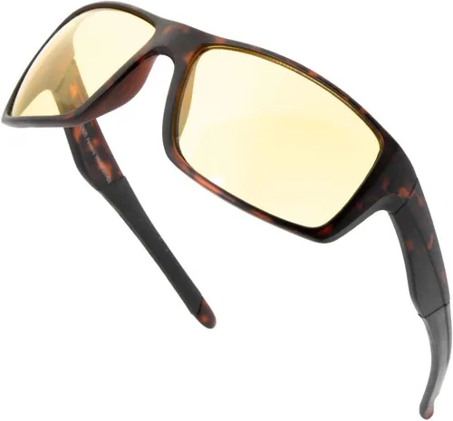 Vista 7 de VITENZI Gafas de visión nocturna para hombres y mujeres, antirreflejos, seguridad para conducción nocturna, lentes de sol tintados amarillos HD Negro