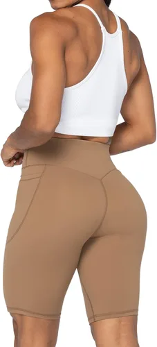 Vista 7 de Sunzel Pantalones cortos de ciclismo de 10 pulgadas, 8 y 5 pulgadas, para mujer, con bolsillos, cintura alta, para yoga, atletismo, gimnasio