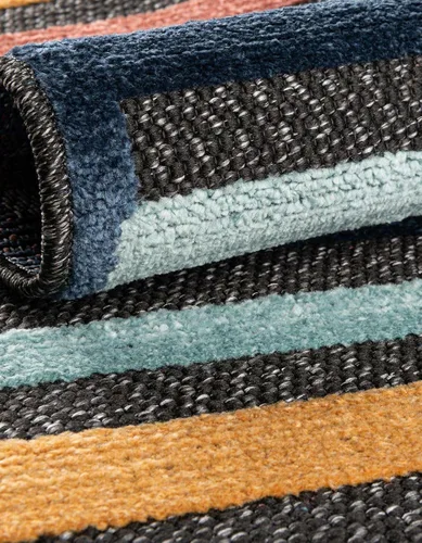 Vista 5 de Unique Loom Belize Outdoor Collection - Alfombra rectangular de 2 x 3 pies 1 pulgada, color carbón y azul claro