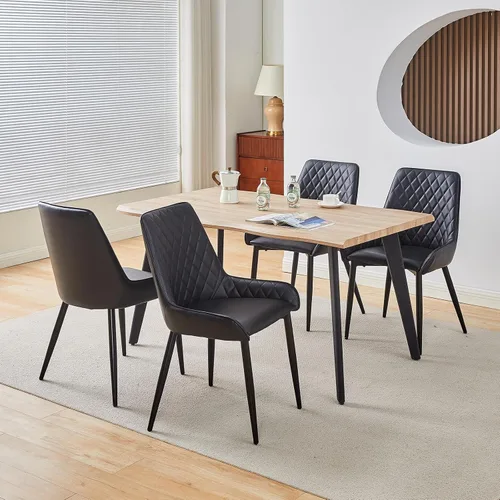 Vista 8 de TUKAILAi Juego de 2 sillas de comedor de piel sintética, moderno sillón con asiento tapizado y patas de metal, silla de ocio de poliuretano