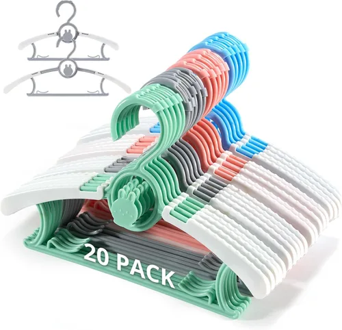 Vista 10 de Perchas ajustables para bebé, extensibles y apilables, perchas de plástico antideslizante de 11 a 14 pulgadas, perchas para niños pequeños
