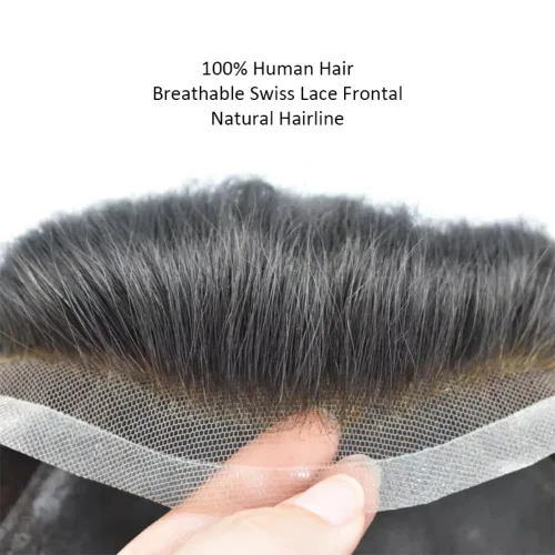 Vista 2 de Toupee - Pelucas de cabello humano para hombre, tupé europeo virgen, unidades de cabello humano ondulado, peluca para hombre, sistema de reemplazo