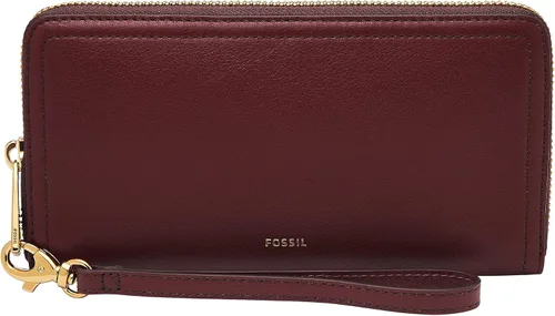 Vista 13 de Fossil Logan RFID - Cartera de piel con cierre de cremallera para mujer con correa de muñeca Negro