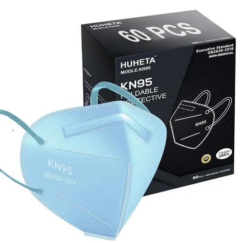 Vista 11 de HUHETA - Mascarillas KN95, paquetes de 30 unidades envueltas individualmente, 5 capas, transpirables y cómodas, con eficiencia de filtro superior al