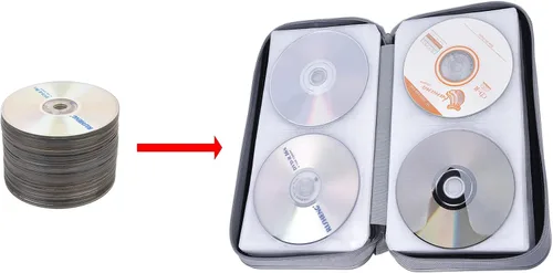 Vista 6 de UENTIP Funda para CD, capacidad para 96 CD, de plástico duro, cartera protectora para CD/DVD, para coche, hogar, viajes (96, negro) CD DVD