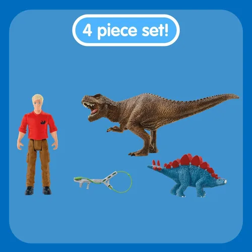 Vista 5 de Schleich Dinosaurs - Juego de 5 piezas de tiranosaurio Rex Attack - Juguete de dinosaurio para niños y niñas - Figuras de dinosaurio para niños a
