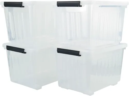 Vista 10 de Caja de almacenamiento transparente con tapa, cajas de plástico pequeñas de 6 litros, juego de 6