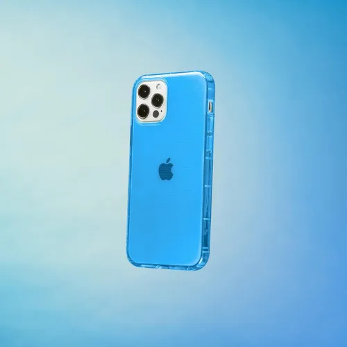 Vista 2 de SteepLab Funda con resaltador de neón para iPhone, funda Grippy Jelly con bolsillos protectores de aire (azul celeste, iPhone 12 y iPhone 12 Pro)