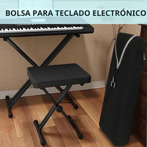 Vista 4 de Bolsa para teclado electrónico, funda para piano con correas ajustables, fácil de transportar