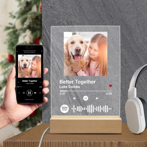 Vista 5 de Canción acrílica personalizada con foto, placa de música transparente personalizada, cubierta de álbum de fotos personalizada, luz nocturna