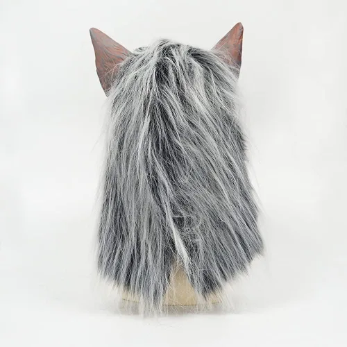 Vista 7 de EraSpooky Máscara de hombre lobo para hombre, disfraz de Halloween, máscara de látex de lobo de cabeza completa
