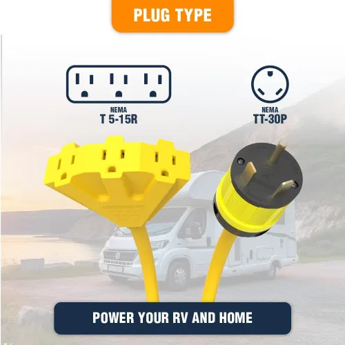 Vista 2 de Journeyman Pro - Adaptador de cable de alimentación para generador L5-30 o TT-30P a triple 5-15R, divisor de 30 A a 15A/110 V Cables