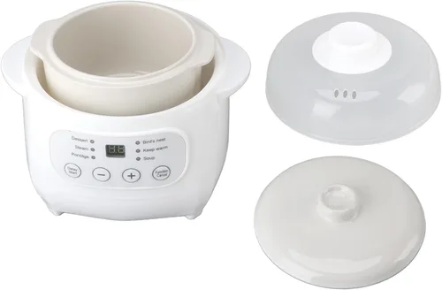 Vista 9 de Mini olla de cocción de cerámica de 200 W, olla eléctrica de sopa de gachas de avena de 1 litro con sobrecalentamiento y apagado automático