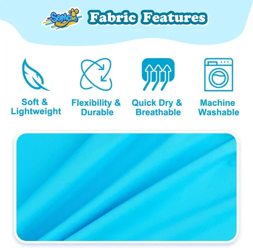 Vista 3 de Camiseta de natación de manga larga con protección solar UPF+ 50 para niños pequeños, Azul