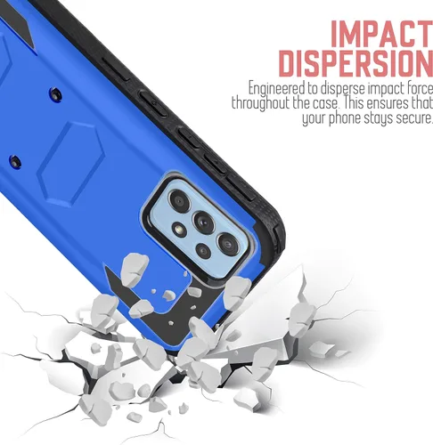Vista 6 de Compatible con Samsung Galaxy A52 5G con clip giratorio para cinturón, protector de pantalla integrado de alta resistencia, protección de cuerpo Azul