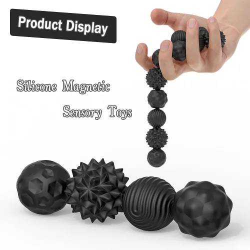 Vista 3 de Bolas magnéticas de juguete fidget, juguete sensorial de silicona para aliviar el estrés para adultos, adolescentes con autismo, ansiedad, TDAH