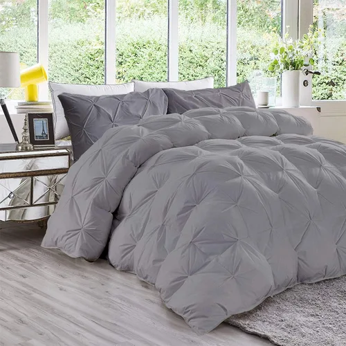 Vista 13 de Juego de edredón plisado de 3 piezas de 21.16 oz/m² para todas las estaciones (edredón + 2 fundas de almohada), relleno de edredón de algodón