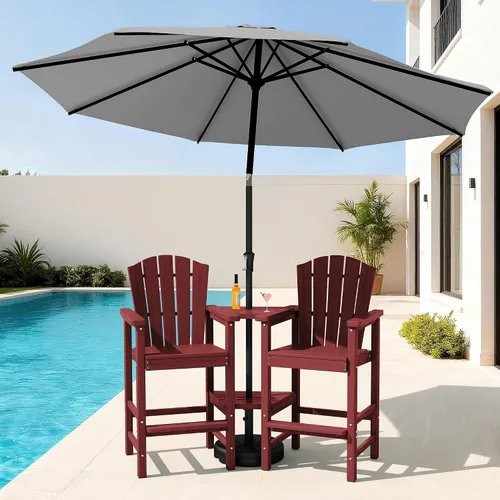 Vista 44 de KINGYES Aruba - Juego de 4 sillas Adirondack altas de HDPE con bandejas de conexión dobles, silla Adirondack de altura de barra en relieve para 2