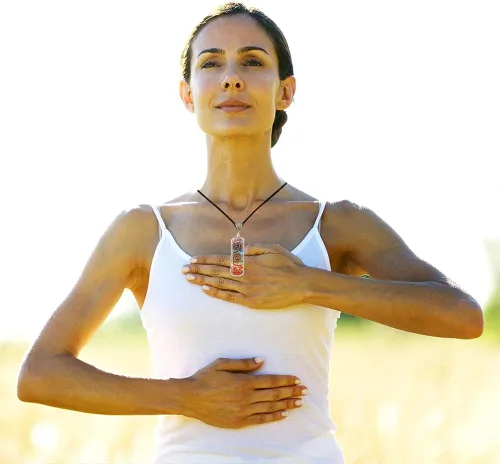 Vista 3 de Juego de 7 chakras para mujeres y hombres, cuentas de piedra de lava, pulsera de curación de yoga con piedras reales para la ansiedad y meditación