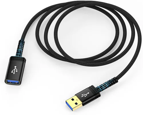 Vista 8 de Cable de extensión USB A de 6 pies, extensor de cable USB, USB 3.0 de alta velocidad, cable de extensión macho a hembra, cable de impresora a USB