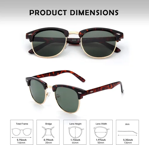 Vista 5 de GQUEEN Classic Horn Rimmed Semi Rimless Polarized Sunglasses for Men Women GQO6