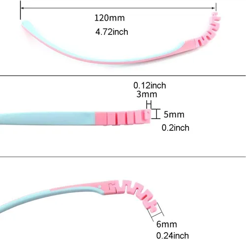 Vista 3 de QYAJS Brazos de gafas para niños, 1 par de lentes de repuesto para patillas de silicona