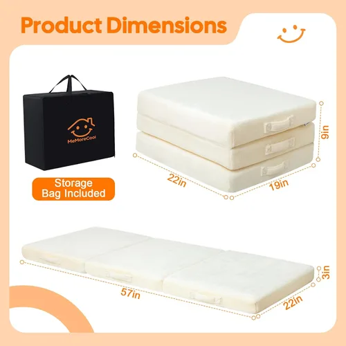 Vista 3 de MeMoreCool Colchón plegable de suelo para niños, tapete para siesta de suelo para dormir, guardería, cama plegable para niños pequeños, colchón