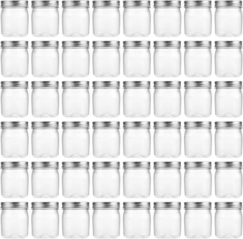 Vista 16 de Novelinks - Tarros de plástico de 8 onzas y tarros de plástico transparente con tapas, 8 onzas 8 Pack, Black, Plastic Containers with Lids, Small