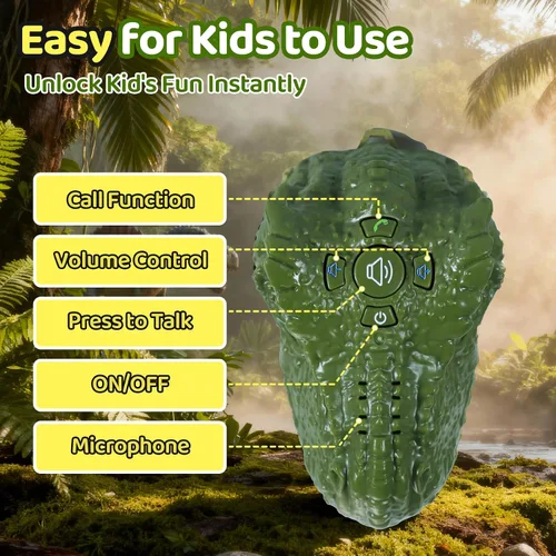 Vista 3 de Vvinca Walkie Talkies de dinosaurio para niños, paquete de 2 – Juguetes de juguete al aire libre para niños de 3 a 12 años, 1000 pies de largo