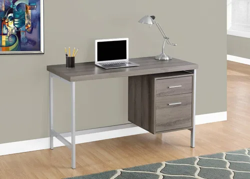 Vista 2 de Atlin Designs Contemporáneo 48" L Metal Home Office Computer/Escritorio de escritura con archivador en gris pardo oscuro